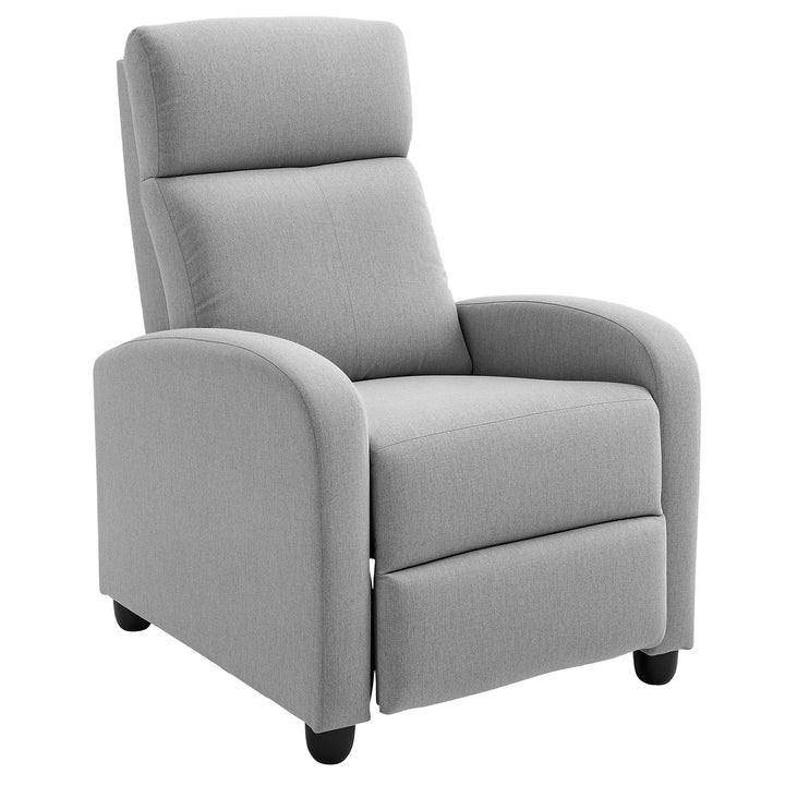 HOMCOM Fabric Recliner Chair Manual Home Theater Seating Single Reclining Sofa Chair with Padded Seat for Living Room, Dark Grey