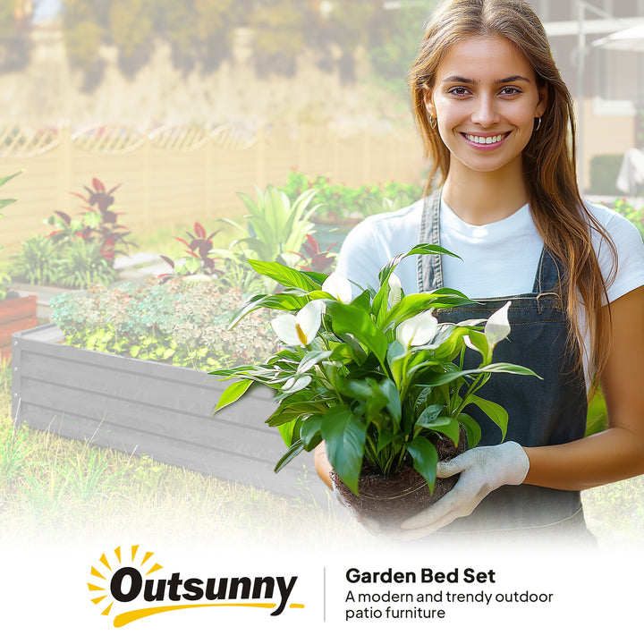 Outsunny 4' x 4' x 1' Raised Garden Bed Galvanized Steel Planter Box for Vegetables, Flowers, Herbs, Green