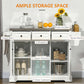 HOMCOM Kitchen Island on Wheels with Stainless Steel Top, Spice Rack, Drawers, Rolling Bar Cart with Storage, White