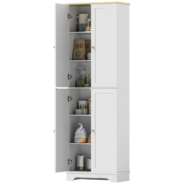 HOMCOM 72" Tall Pantry Cabinet, Kitchen Pantry Cabinet with Adjustable Shelves, Storage Cabinet with 4 Doors, White