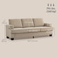 HOMCOM 3 Seater Sofa with USB Ports & Cup Holders, Chenille-Feel Upholstered Couch for Living Room, Light Brown