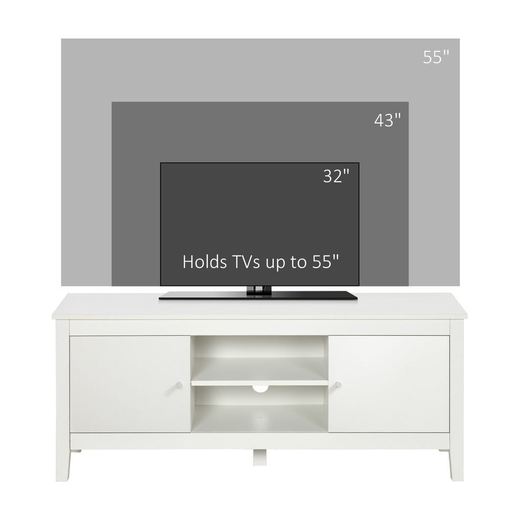 HOMCOM Modern TV Stand for TVs up to 55", TV Bench with Storage Cupboards and Shelves, 47.2" x 16.7" x 19.7", White