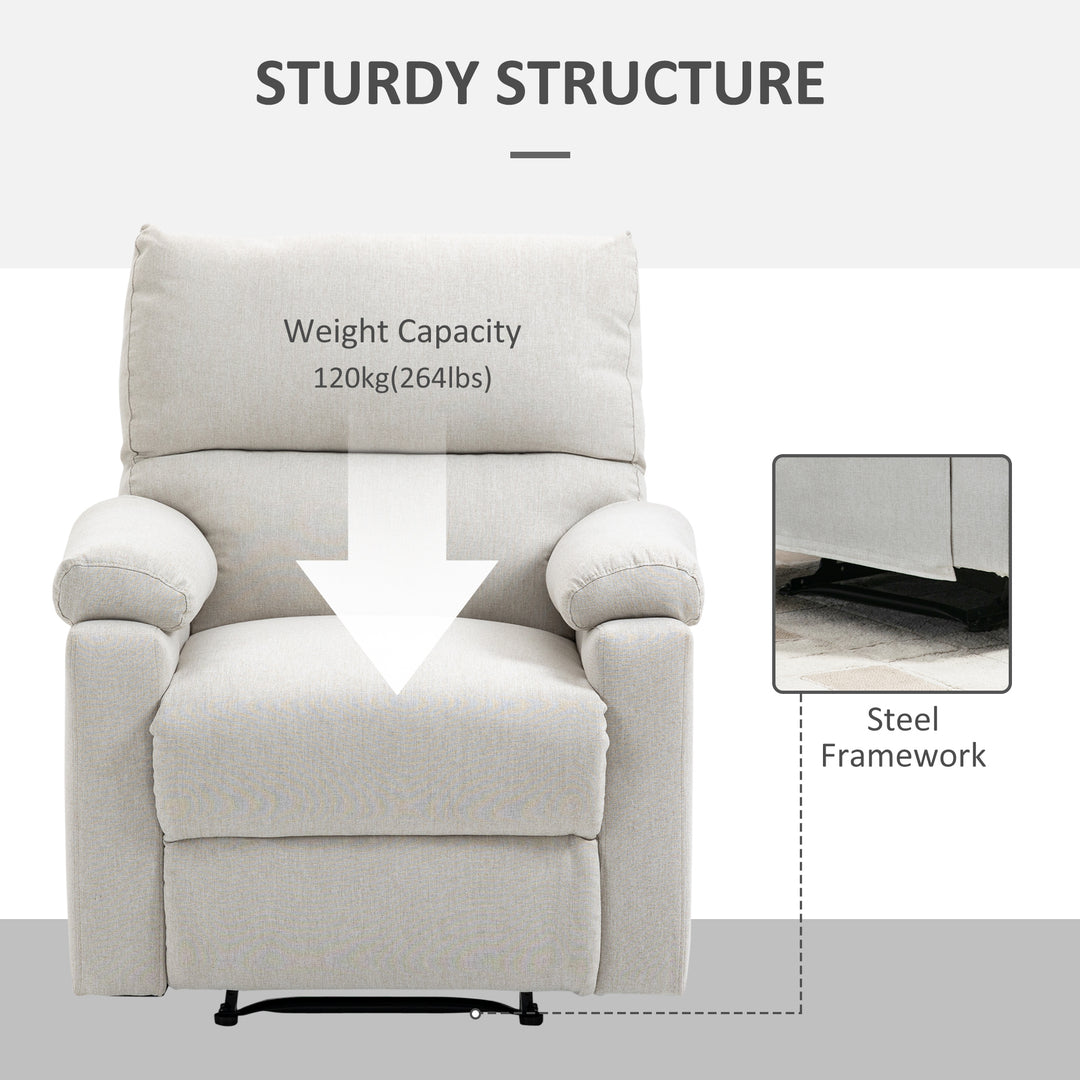 HOMCOM Recliner Chair, Manual Reclining Chair with Footrest, Padded Seat for Living Room, Bedroom, Study, Cream White