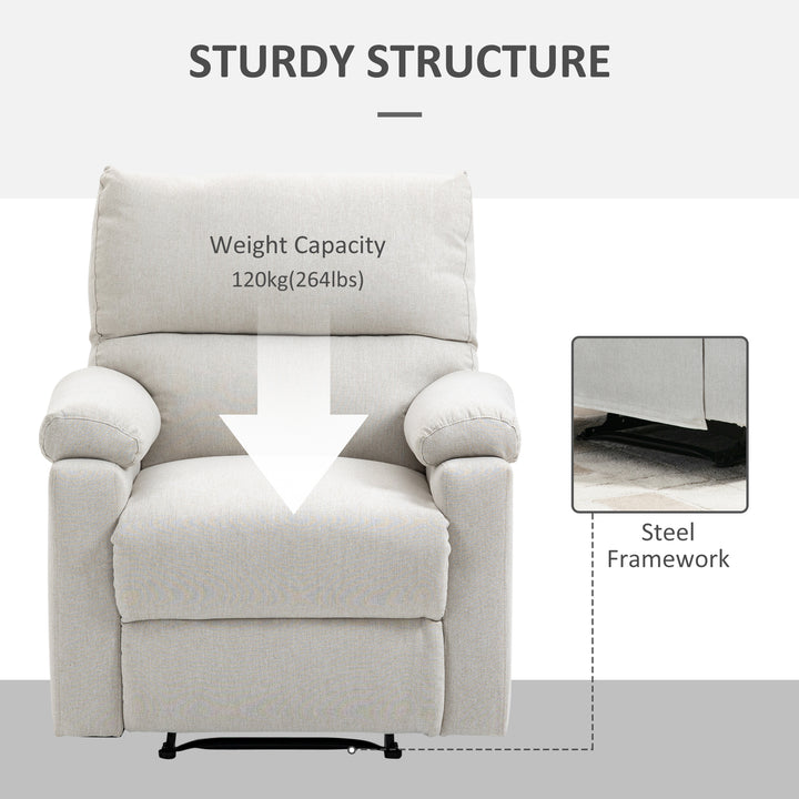 HOMCOM Recliner Chair, Manual Reclining Chair with Footrest, Padded Seat for Living Room, Bedroom, Study, Cream White