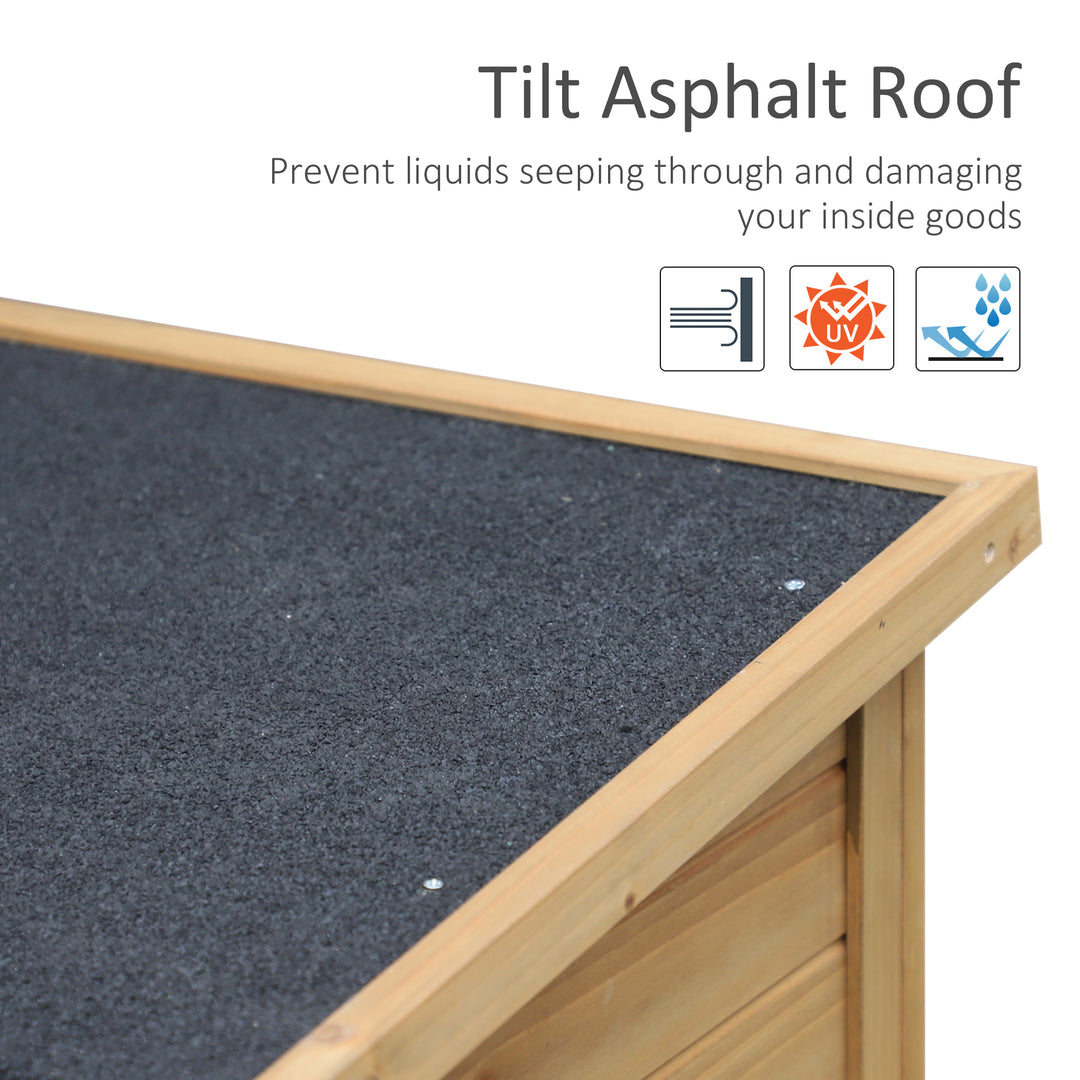 Outsunny Wooden Garden Storage Shed Kit Wood Garage Tool Organisation Cabinet with 2 Door , 34" x 18" x 38", Natural