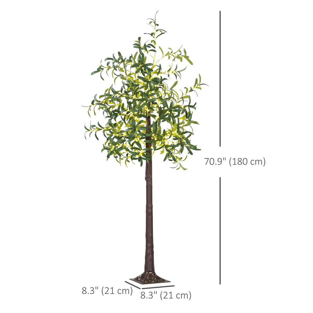 HOMCOM 6ft LED Olive Tree with 300 Warm White Lights, Light up Olive Tree for Indoor, Home, Party, Wedding, Christmas, Green