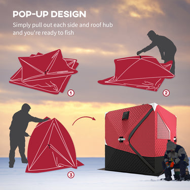 Outsunny 3-4 Person Insulated Ice Fishing Shelter, Pop up, with Oversized Doors, Windows, Vents and Carry Bag, for Low-Temp -22℉
