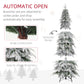 HOMCOM 6ft Pencil Flocked Artificial Christmas Tree with 600 Branch Tips, Auto Open and Steel Base, Green