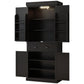 HOMCOM 71" Kitchen Pantry Cabinet with LED Lights, 6 Spice Racks, a Drawer and 4 Adjustable Shelves, White