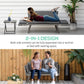 Outsunny Convertible Wicker Loveseat Grey Patio Chaise Lounge