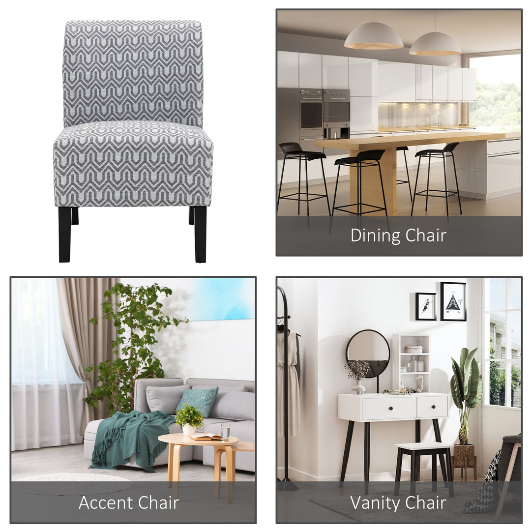 HOMCOM Armless Accent Chair for Bedroom, Upholstered Slipper Side Chair for Living Room with Wood Legs, Grey