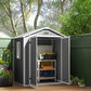 Outsunny 6x4.5ft Plastic Garden Shed, Lockable Garden Tool Storage House with Double Doors and Vent for Equipment, Gray