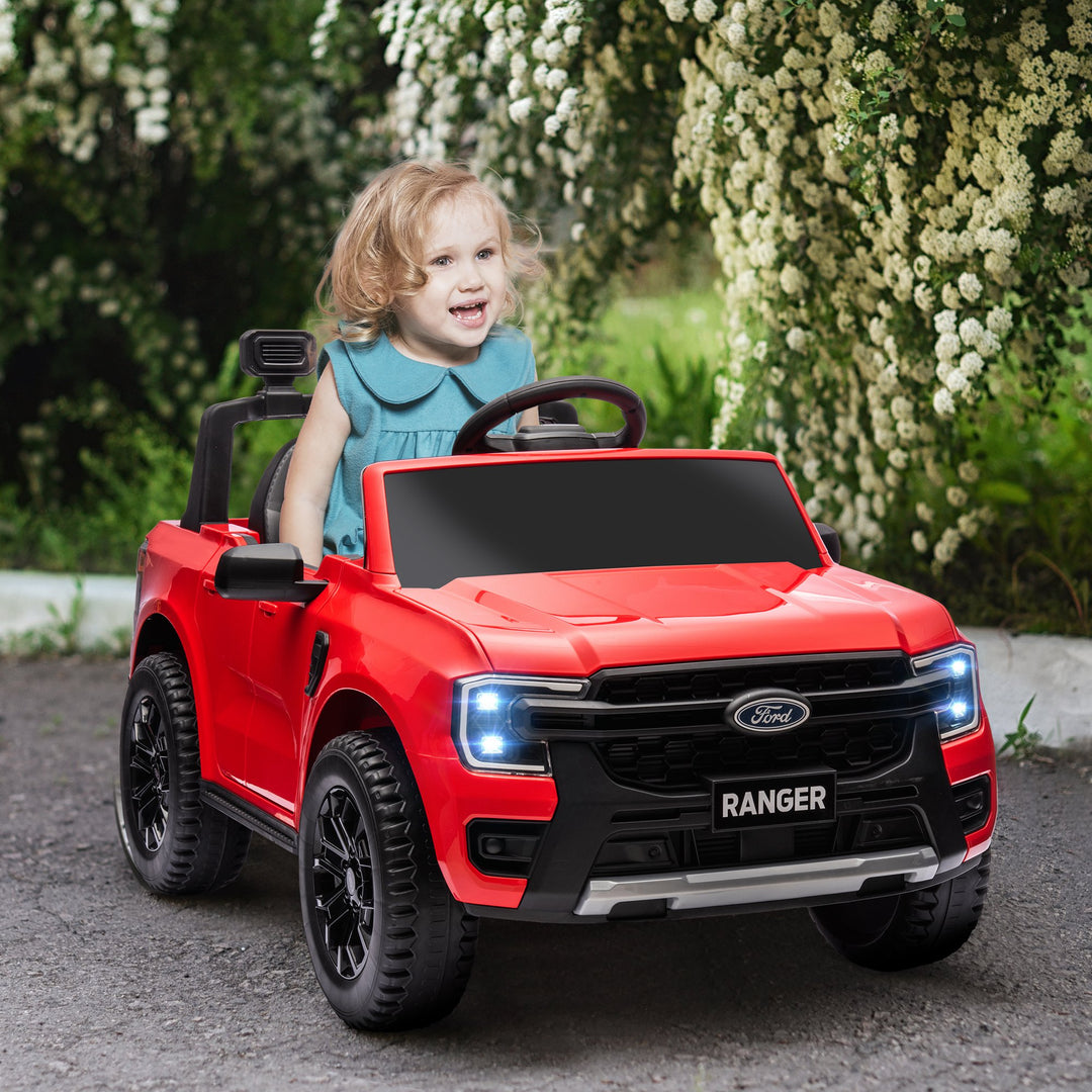 Qaba Ford Ranger Licensed 12V Ride on Car Battery Powered Kids Truck w/ Rear Storage Remote, Spring Suspension, Blue