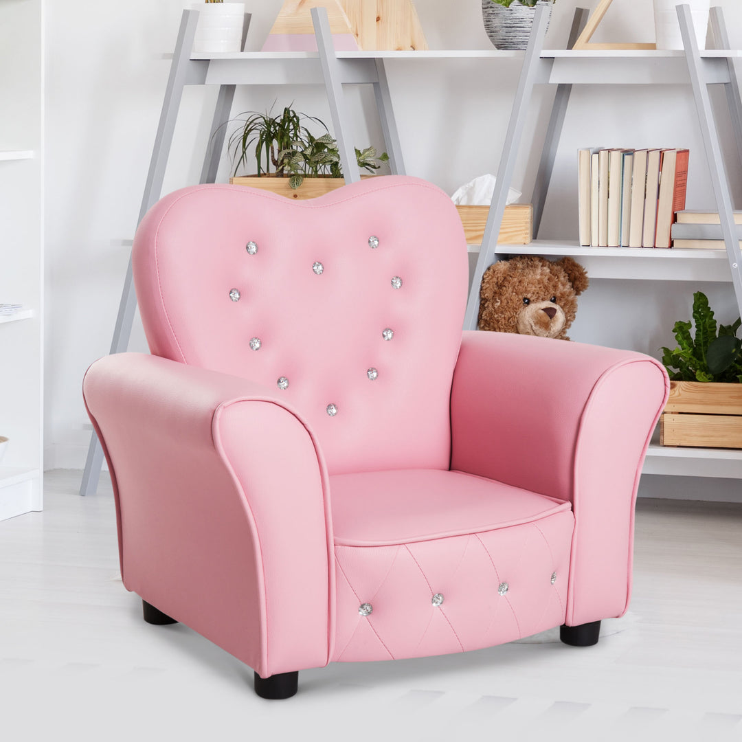 Qaba Kids Mini Princess Sofa Toddler Chair Children Upholstered Tufted Armchair Activity Couch Reclining Seat Boys Girls Furniture Pink