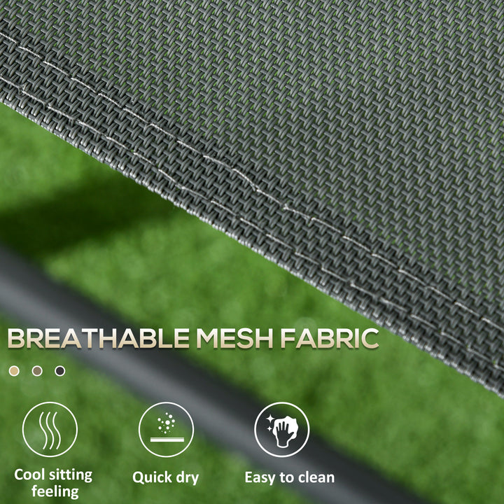 Outsunny 3 Pieces Bistro Set, Foldable Patio Furniture Set with Mesh Chairs, Glass Table for Garden, Balcony, Charcoal Grey