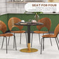 HOMCOM Round Dining Table, Modern Dining Room Table with Faux Marble Top, Steel Base, Space Saving Small Kitchen Table, Black