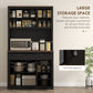 HOMCOM 71" Pantry Cabinet with Microwave Space, Buffet with Hutch, 2 Drawers, Adjustable Shelves and Glass Doors, Black