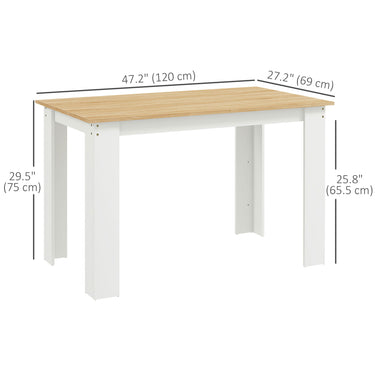 HOMCOM 47" Kitchen Table for 4-6 People, Dining Table with Wood Effect for Dining Room, Oak