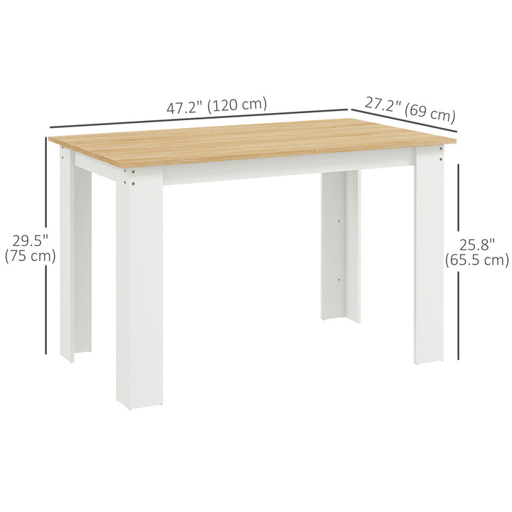 HOMCOM 47" Kitchen Table for 4-6 People, Dining Table with Wood Effect for Dining Room, Oak