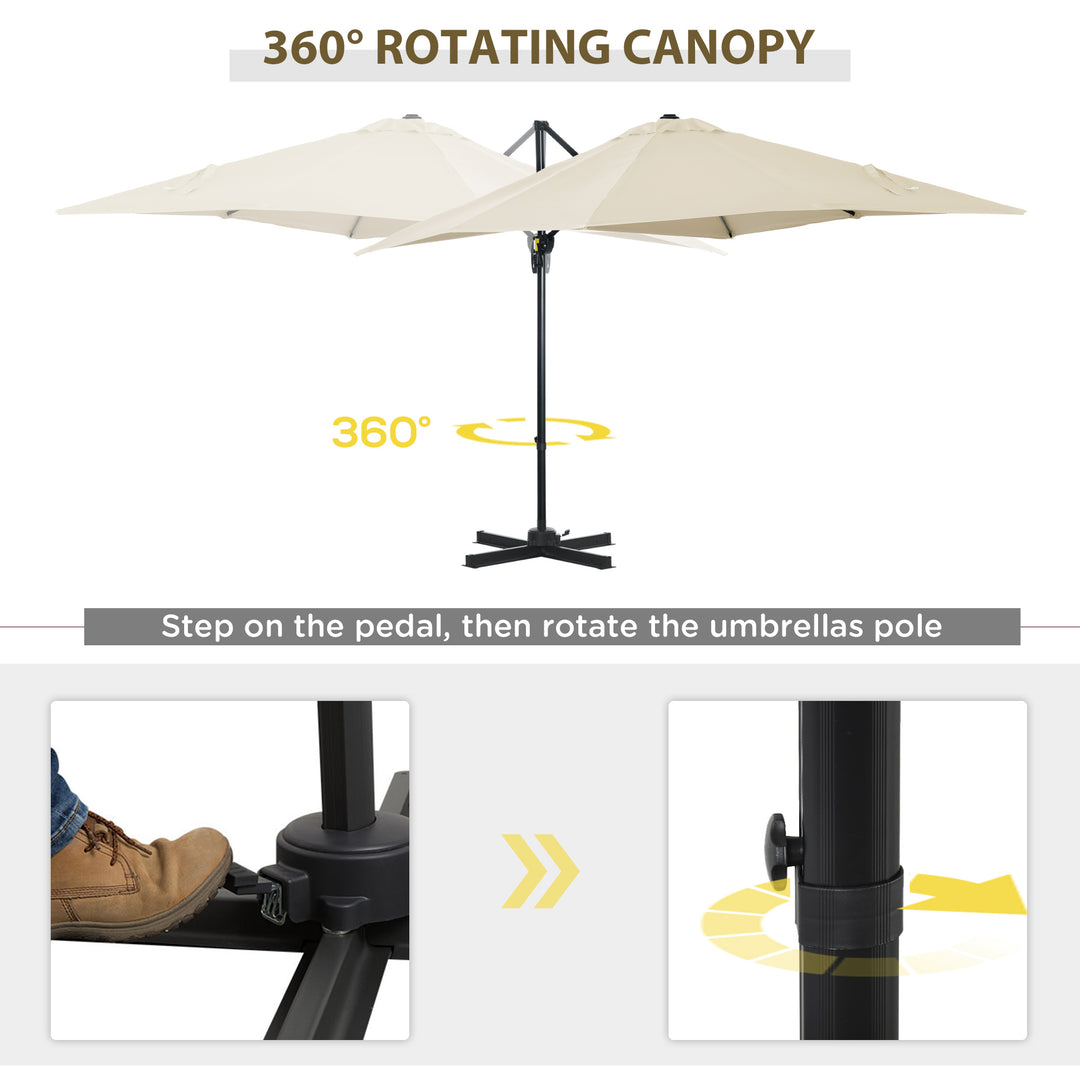 Outsunny 8' x 8' Square Patio Hanging Offset Umbrella with 360° Rotation, Aluminum Outdoor Cantilever Parasol with Crank & Tilt, Sun Canopy Shelter with Cross Base, Wine Red