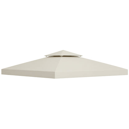 Outsunny 10' x 10' Square 2-Tier Gazebo Canopy Replacement Top Cover Outdoor Garden Sun Shade, Cream White