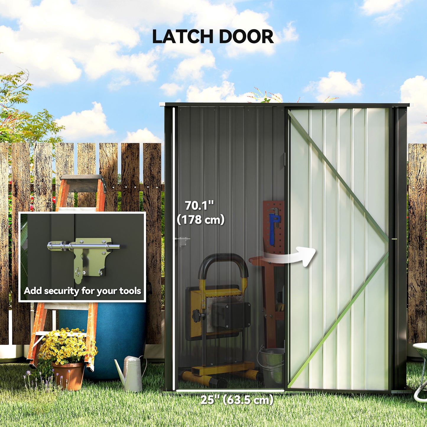 Outsunny 5' x 3' Outdoor Storage Shed, Steel Garden Shed with Single Lockable Door, Tool Storage Shed for Backyard, Brown