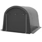 Outsunny 8' x 6' Carport with Sidewalls and Roll-up Door, Outdoor Storage Shelter for Motorcycle and Car, Grey