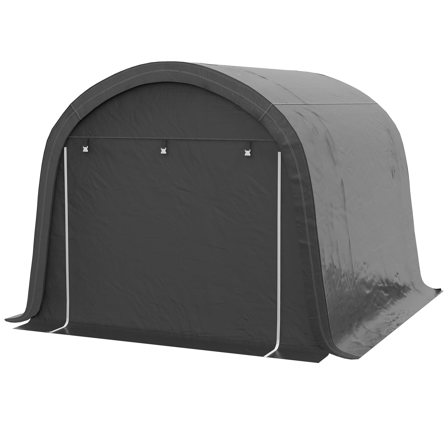 Outsunny 8' x 6' Carport with Sidewalls and Roll-up Door, Outdoor Storage Shelter for Motorcycle and Car, Grey