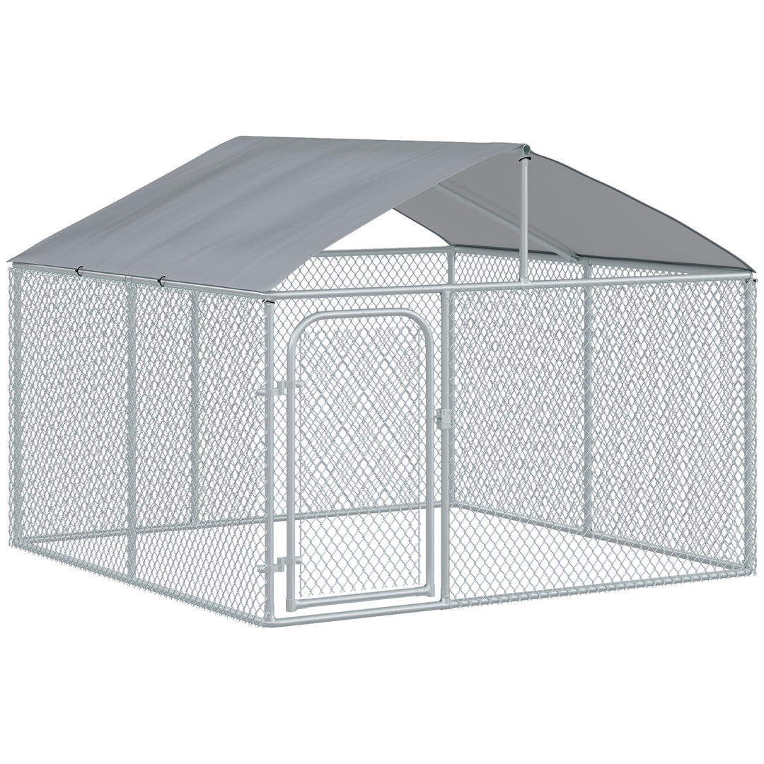 PawHut Outdoor Dog Kennel  with Roof, Dog Run with Waterproof & UV-Resistant Cover, Secure Lock, for Backyard & Patio, 7.5' x 7.5' x 5.7'