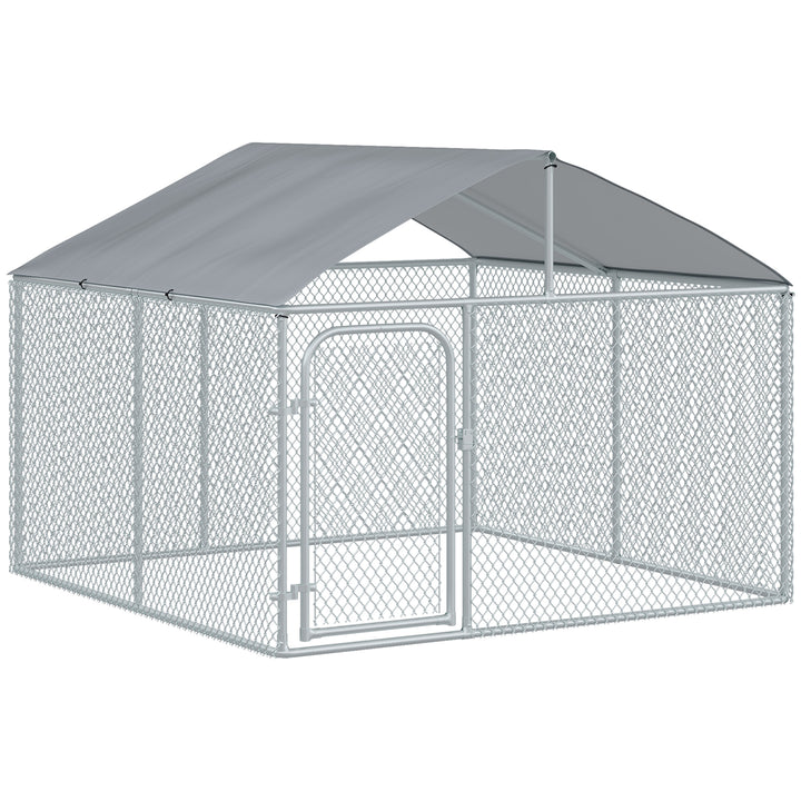 PawHut Outdoor Dog Kennel  with Roof, Dog Run with Waterproof & UV-Resistant Cover, Secure Lock, for Backyard & Patio, 7.5' x 7.5' x 5.7'