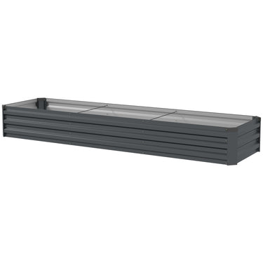 Outsunny 8'x2'x1' Galvanized Raised Bed, Large Elevated Planter Box for Growing Flowers, Herbs and Vegetables, Dark Grey