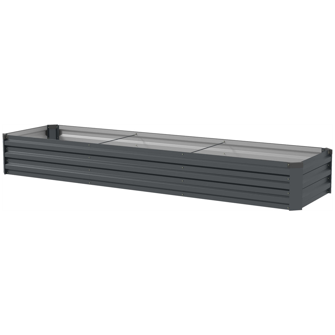 Outsunny 8'x2'x1' Galvanized Raised Bed, Large Elevated Planter Box for Growing Flowers, Herbs and Vegetables, Dark Grey