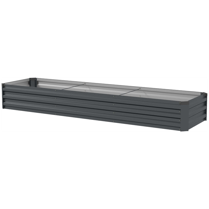 Outsunny 8'x2'x1' Galvanized Raised Bed, Large Elevated Planter Box for Growing Flowers, Herbs and Vegetables, Dark Grey