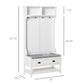 HOMCOM Coat Rack Shoe Bench, Hall Tree with Bench and Shoe Storage, Entryway Bench with 4 Hooks, 2 Drawers, 2 Shelves, White