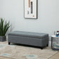 HOMCOM Rectangular Entry Bench, Tufted Upholstered Linen Fabric Wood Feet Storage Ottoman Bench, Beige