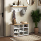 HOMCOM 2-in-1 Hall Tree, 5-Hook Coat Rack Shoe Bench Set w/ Bench and Shoe Storage for Entryway, Hallway, White