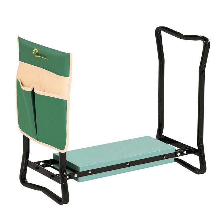 Outsunny Garden Kneeler and Seat Stool, Folding Gardening Stool Kneeling Chair with Thicken Pad and Handles