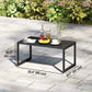 Outsunny Outdoor Coffee Table, Patio Coffee Table with Slatted Tabletop, Adjustable Foot Pads for Garden, Patio, Lawn, Black