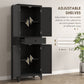 HOMCOM Freestanding Storage Cabinet, Kitchen Pantry Cabinet with 2 Shelves, 4 Doors, Kitchen Storage Cabinets for Dining Room