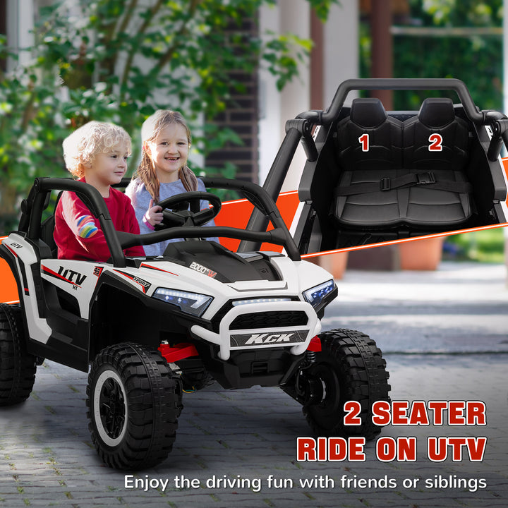 Qaba 2 Seater 24V 7AH Ride on Truck, Electric Car for Kids w/ Spring Suspension, Remote Lights, Horn, Music, Blue