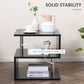 HOMCOM Wooden S Shape End Table 3 Tier Storage Shelves Organizer Living Room Side Table Desk Black