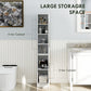 HOMCOM Freestanding Tall Bathroom Storage Cabinet with Adjustable Shelves, Bathroom Organizer, Black Wood Grain
