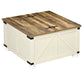 HOMCOM Farmhouse Coffee Table, Square Center Table with Flip-top Lids, Hidden Storage Compartment and Wooden Legs, Oak