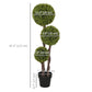 HOMCOM 3FT Potted Fake Plant, Artificial Boxwood Topiary Tree, Triple Ball Tree for Indoor and Outdoor, Green
