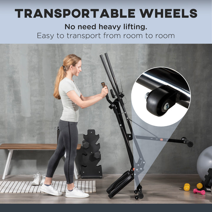 Soozier Gazelle Glider Air Walker Exercise Machine Elliptical Trainer with Four Resistance Levels, LCD Monitor, Heart Rate Sensor, Two Wheels