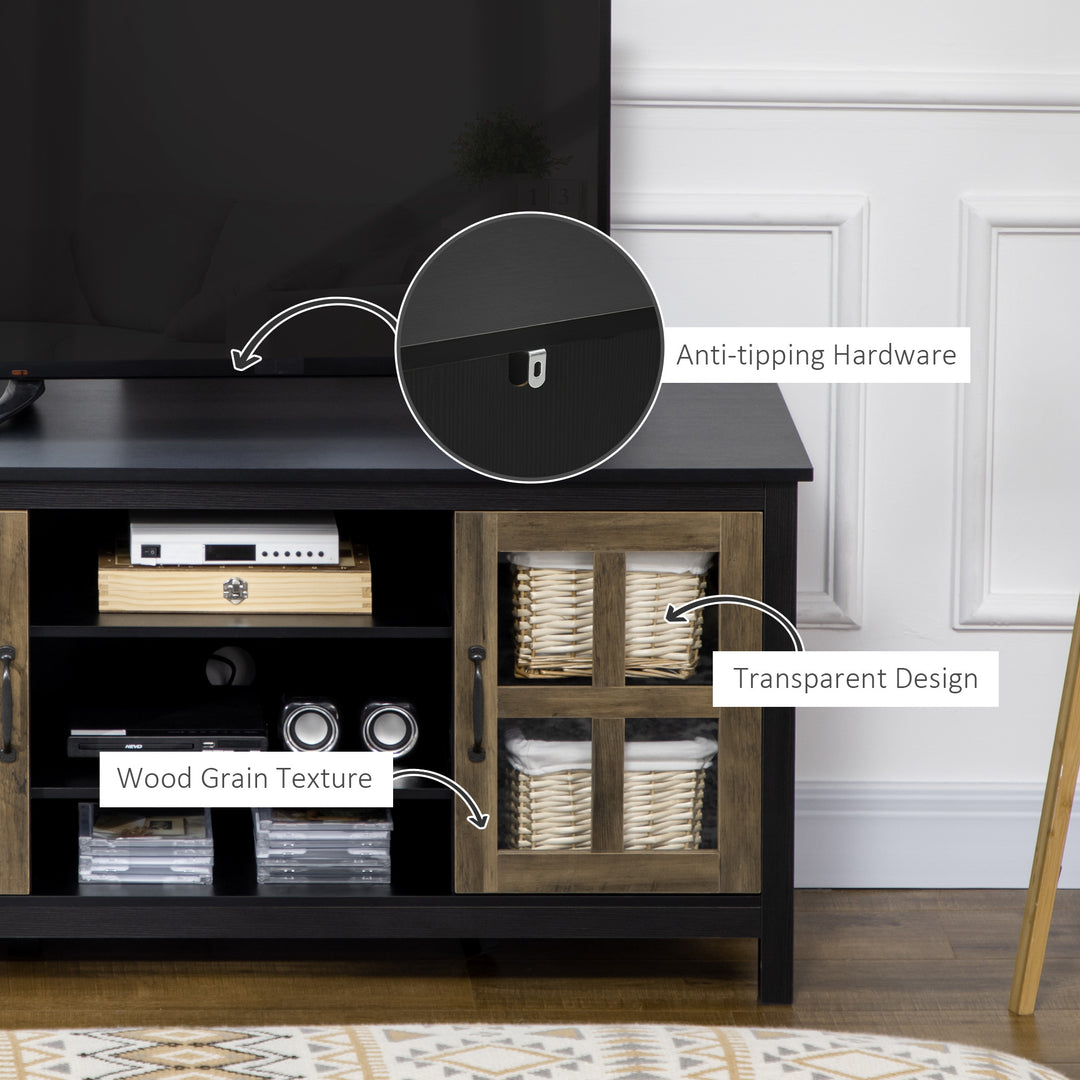 HOMCOM TV Stand for TVs up to 55 Inches, TV Cabinet with Adjustable Shelves and Cable Holes, TV Bench for Living Room, White