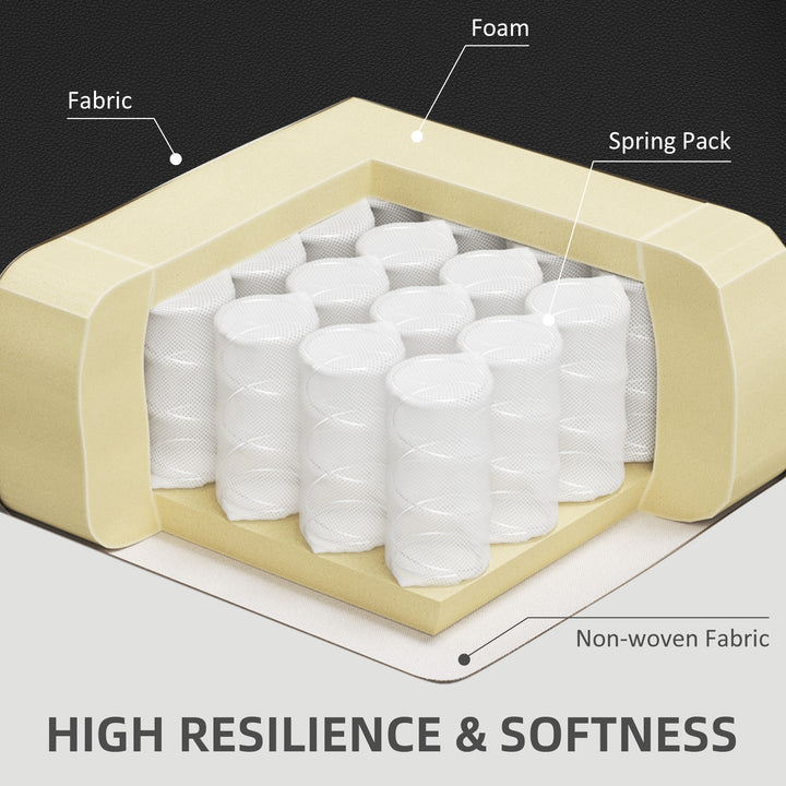 HOMCOM Faux Leather Armchair, Modern Accent Chair with Thick Padding for Living Room, Bedroom, Home Office, Brown