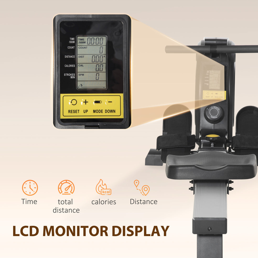 Soozier Magnetic Rowing Machine Adjustable Resistance Rower with LCD Digital Monitor Fully Body Health & Fitness for Home Use