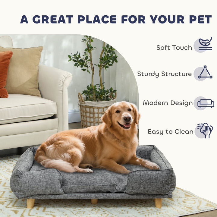 PawHut Washable Dog Sofa for Large Dogs, Elevated Pet Couch with Anti-slip Foot Pads, Dark Blue