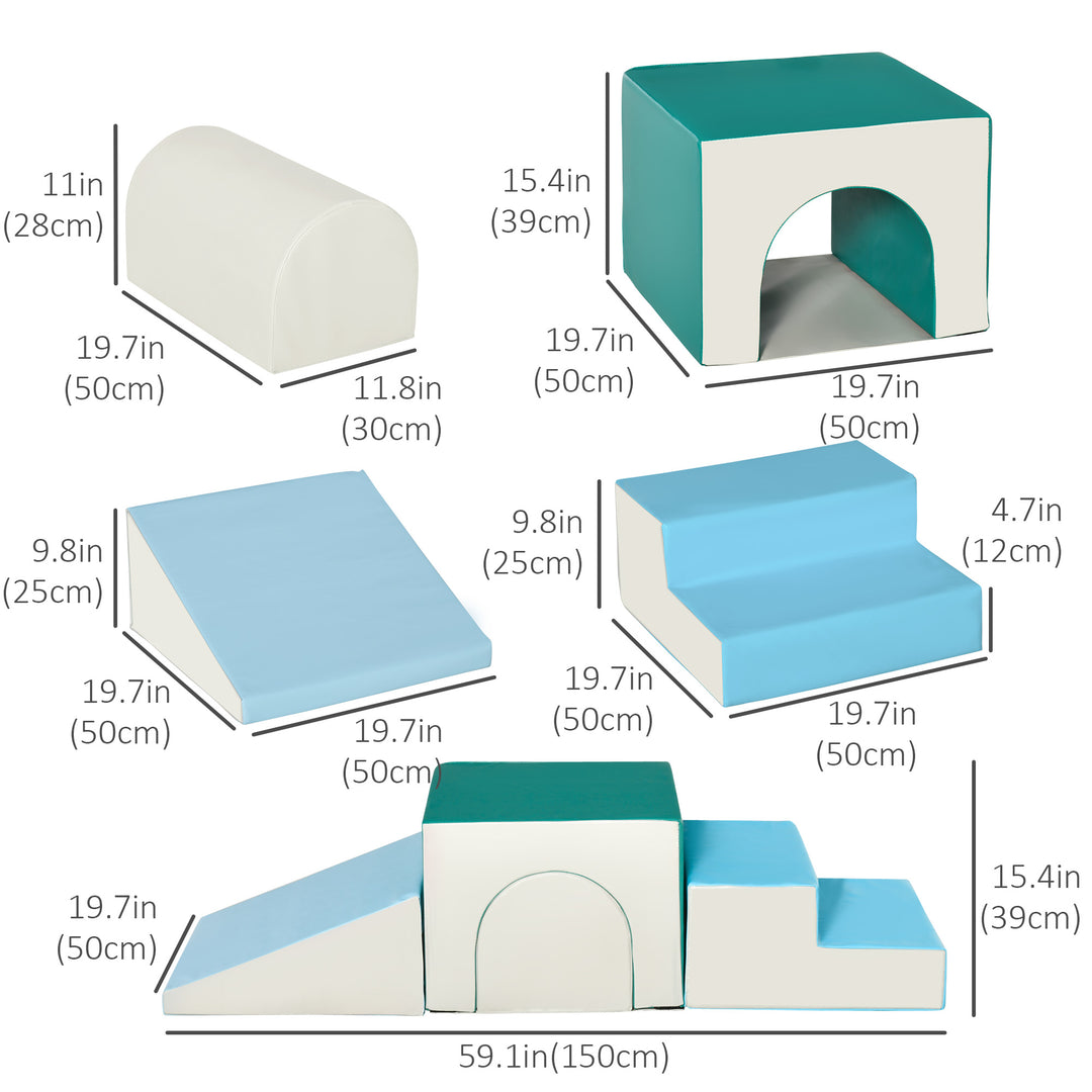 Qaba Foam Climbing Blocks for Toddlers, Kids Modular Play Set for Baby Children, Soft Play Equipment for Crawling Sliding, Easy-to-clean Safe DIY Creative, Multicolor